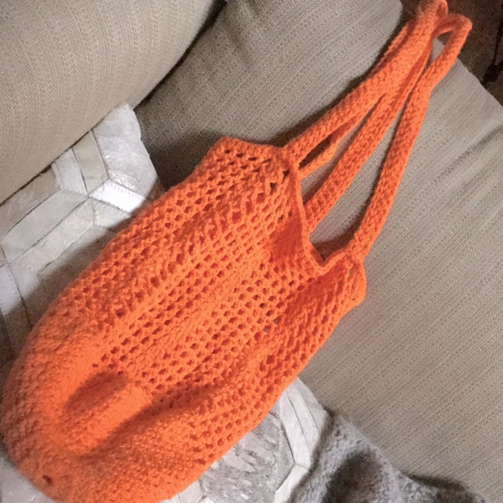 Handmade market bag cowgirl farmer’s market blaze orange  travel sustainable